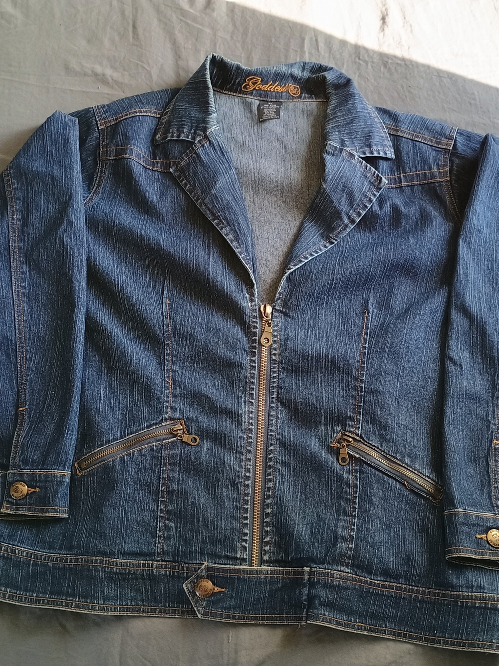Goddess Dark Blue Denim Zip Jacket
